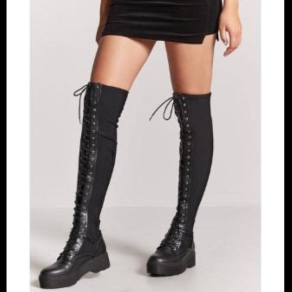 Forever 21 Shoes - NWT F21 combat over the knee boots
